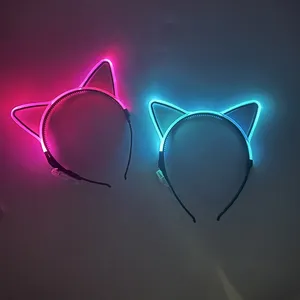 発光猫耳 LED ヘアバンドかわいいアクセサリーコスプレ用品光るカラフルなヘッドバンド誕生日クリスマス用 - Product Image 1