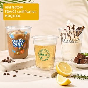 Vasos de Plástico Desechables en Forma de U con Logotipo Personalizado, 16 oz, PET Transparente, Impresión Digital para Bebidas Frías, Café Helado, Smoothies y Jugos - Product Image 1