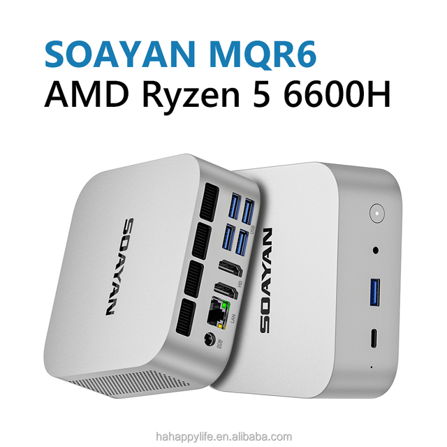 New Mini PC AMD Ryzen 5 6600H 8-16GB DDR5 2TB SSD Windows 11 Pro/Linux WiFi6 BT5.2 Type-C 4K Triple Display 12GB Business Use