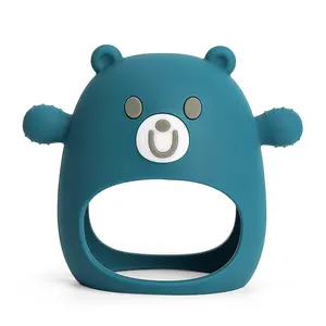 Hot Selling Dark Blue BPA Free Food Grade Silicone Pendant Baby Teethers Chewing Glove Teething Silicone Baby Teether Toy
