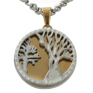 Tree Of Life Pendant Necklace <b>Titanium</b> Steel Unisex Retro Geometric Plant Design Stainless Steel Fashion Jewelry - Product Image 1