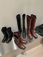 Bottes longues de style vintage pour femmes Collection de bottes longues de créateur de luxe Bottes longues en cuir véritable respirant pour l'été