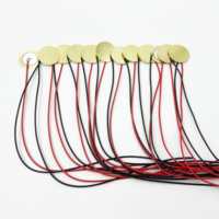 Plaque de cuivre 27 mm pour buzzer, plaque céramique piézoélectrique de deuxième niveau avec fils rouge et noir, 15 ensembles d'accessoires pour micro de guitare