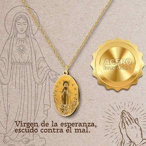 Collana con ciondolo in oro vergine vergine di Fatima in acciaio inossidabile bella cattolica Saint collana - Product Image 5