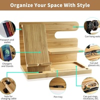 Organisateur de table de chevet en bois avec support de charge de téléphone portable accessoire de bureau et de tiroir pour Station d'accueil de bureau à domicile table de chevet