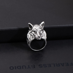 Wholesale Vintage 3D Wolf Head <b>Ring</b> for <b>Men</b>, Alloy Antique <b>Silver</b> Plated Animal Totem Punk Gothic Fashion Finger Band Unisex - Product Image 4