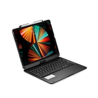 iPad Pro 12.9 için Dokunmatik Yüzeyli Klavye Plastik Kapaklı Kılıf, Arkadan Aydınlatmalı Klavye