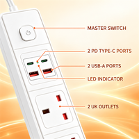 Stop Kontak Tembaga Murni Standar Inggris 13A dengan Pengisian Cepat USB PD dan Soket Pengaman Anak, Grosir Langsung dari Pabrik