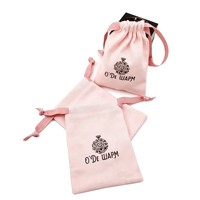 Pochette en toile de coton avec cordon de serrage, logo personnalisé, ruban rose, sac à cordon de serrage, emballage cadeau pour bijoux, parfum, pochette de rangement