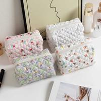 Portefeuille en tissu de coton matelassé à fleurs Hongbo, idéal pour les voyages, pour ranger le rouge à lèvres et les cosmétiques, grande capacité