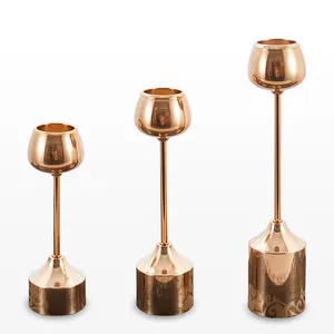 Gold Pillar Candle Holders Centerpiece Decorative Cast Iron Mushroom Shape Wine Bottle Metal Topper Candle Holder