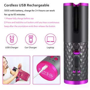 Mini Wireless USB Rechargeable Multi-automatic Hair Curler Auto Rotating Ceramic Hair Curler Automatic Curlin Hair Curling Iron