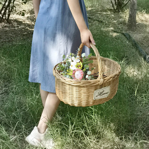 Outdoor Picnic <strong>Wicker</strong> Woven Multifunction Hand-held Kitchen Fruit and Vegetable <strong>Storage</strong> <strong>Basket</strong> - Product Image 2