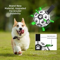 Ballon de football interactif pour chien avec longue sangle et poignées, jouet flottant en TPU pour animaux de compagnie
