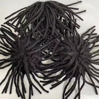 Perruque tressée africaine en cheveux humains Remy brésiliens, couleur noire, base en dentelle, 8x10 pouces, en stock, pour homme
