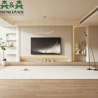 Mueble de TV Moderno Minimalista SLS con Diseño de Bordes Curvos Orgánicos, Centro Multimedia Integrado con Gabinete con Retroiluminación LED Ambiental