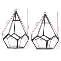 Pot de jardinière en forme de goutte d'eau avec ouverture intérieure moderne, Terrarium géométrique en verre suspendu au mur, Terrarium géométrique pour plantes succulentes