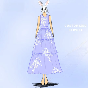 Robe longue sans manches à imprimé floral violet 4103, Robes pour femmes, Fabricants <span class=keywords><strong>de</strong></span> robes personnalisées, Vente en gros pour femmes - Product Image 3