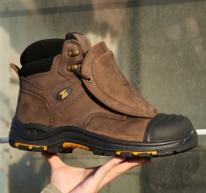 Chaussures de sécurité de soudeur L611-1 ZG, chaussures de protection avec embout en acier pour hommes, bottes de sécurité en cuir Crazy Horse <span class=keywords><strong>marron</strong></span> pour soudeur - Product Image 2