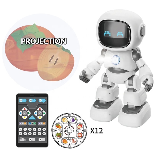 Intelligent Walking Robot Toy with Light Sensors Projection Function Rechargeable RC Robot for Children Kids Educational and Fun