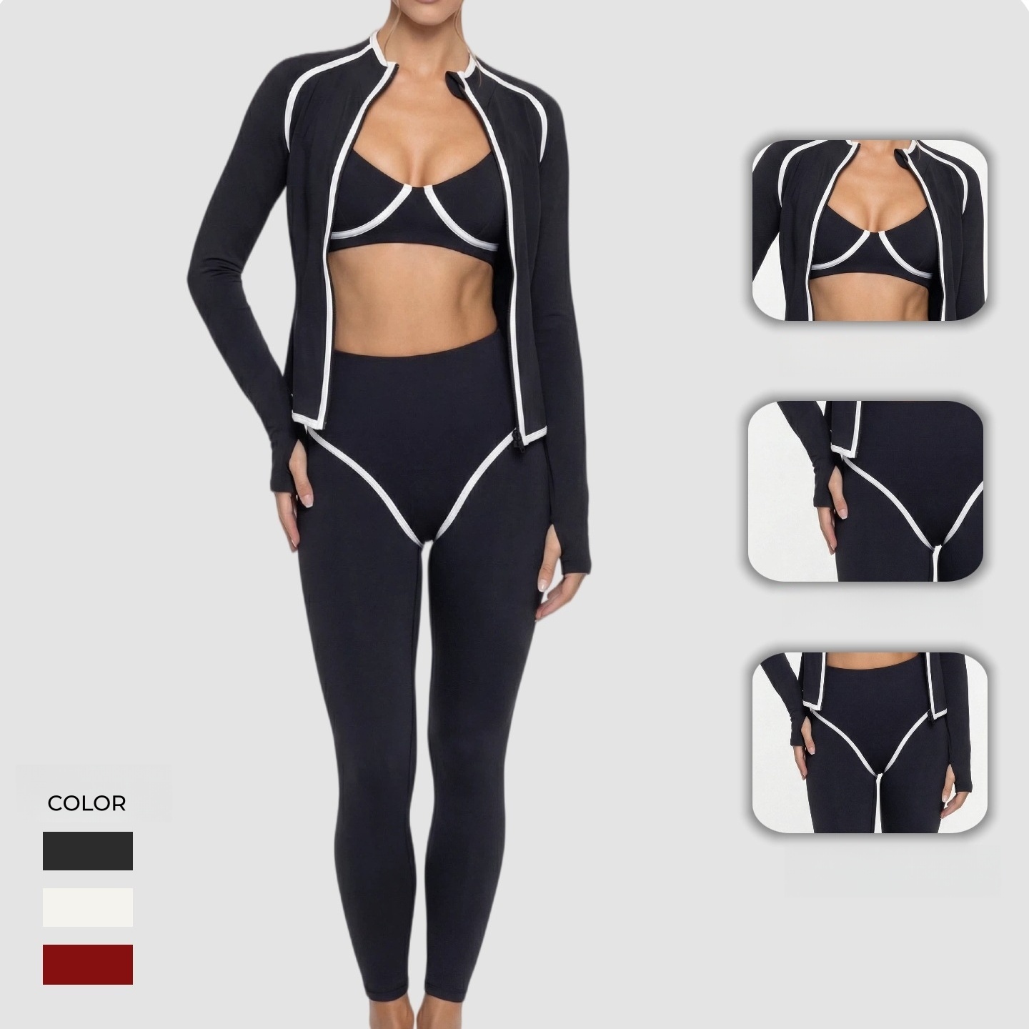 Nude Feel Yoga Jacket Stand Collar Zip up Slim Waist Cropped Sports Long Sleeve for Fitness Cycling Workout