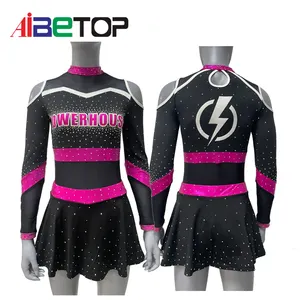 2024 Sublimatie Op Maat Ontwerp Je Eigen Cheerleading-Uniformen Voor Cheerleading-Danskostuums Met Strass