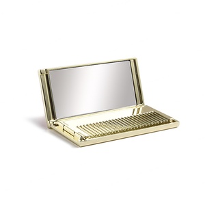 Customizable Luxury <b>Rectangle</b> Gold Metal Double Sided Portable Makeup <b>Mirror</b> with Comb - Product Image 5
