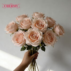 CM-DC025 Dalian Chermy Venta al Por Mayor Rosa de Seda de una Sola Cabeza de Alta Calidad Rosa Verde <span class=keywords><strong>Flor</strong></span> Artificial para Decoración de Bodas - Product Image 6