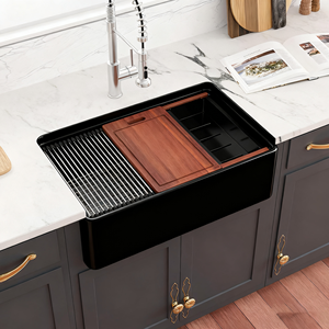 今日最佳交易高端玻璃纤维厨房水槽耐热易清洁表面低维护农家厨房水槽 - Product Image 2