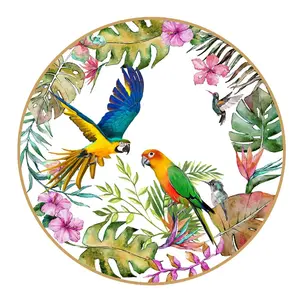 도매 새로운 디자인 열대 우림 플레이트 다채로운 홈 디너 세트 웨딩 디너 플레이트 식기 접시 접시 라운드