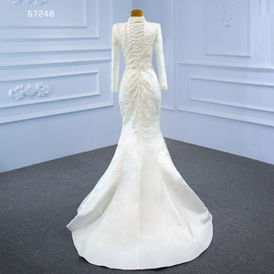 Robes de mariée sirène musulmanes à col haut et manches longues avec queue détachable Jancember RSM67248 - Product Image 4