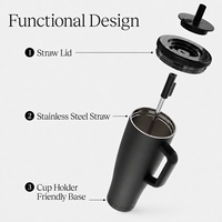 Vaso Térmico de Acero Inoxidable de 40oz con Asa y Tapa con Popote, Logotipo Personalizado, Gran Capacidad, Taza de Viaje para Deportes y Actividades al Aire Libre