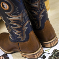 Haute qualité en cuir véritable bottes de Cowboy bout carré rétro désert chaussures haut haut semelle en caoutchouc Western Cowboy bottes hommes