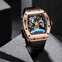 CHANCE JC-9-190G-14 Jam Tangan Mekanik Otomatis Tourbillon Cangkang Baja Klasik Fashion Persegi Terlaris dengan Dial Berongga untuk Pria
