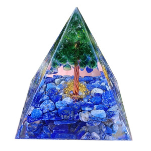 <b>Crystal</b> <b>Tree</b> Pyramid Resin Epoxy Craft Natural Minerals Home Decoration Desktop Ornament Green Lapis Lazuli - Product Image 4