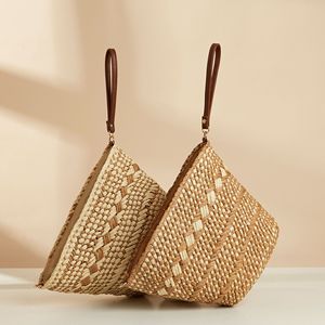 Bolso de Mano de Papel para Mujer, Diseño de Cubo, Gran Capacidad, Tejido, para Playa, con Cierre de Cremallera, Dos Asas, para Documentos, Novedad 2024 - Product Image 2