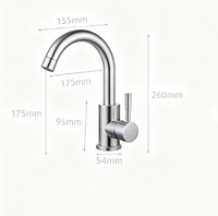 Lavabo en acier inoxydable antigel robinet d'eau chaude et froide rotatif ménage monotrou lavabo robinet noir