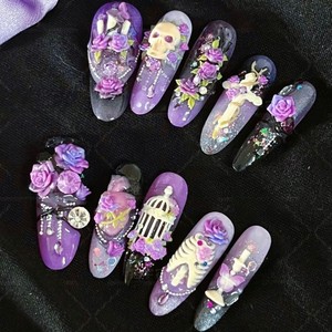 Molde de Silicona Transparente 3D Estilo Gótico Y2K para Decoración de Uñas, Diseño de Relieve de Mariposa, Rosa, <span class=keywords><strong>Calavera</strong></span> y Espinas, Herramienta de <span class=keywords><strong>Plantilla</strong></span> Transparente para Manicura DIY - Product Image 4