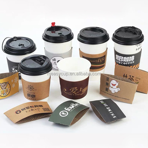 4oz 8oz 12oz 16oz 20oz Double Wall Hot Disposable Blank Greece Coffee Paper Cup with Sleeve and Lid