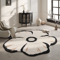 Tapis sur mesure modernes à motifs floraux irréguliers en fausse fourrure de cachemire ultra doux, lavables, avec support antidérapant en TPR pour salon