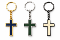 Porte-clés personnalisé avec breloque croix classique, en métal plaqué, logo sur mesure, vente en gros, cadeau promotionnel, fournisseur, fabricant