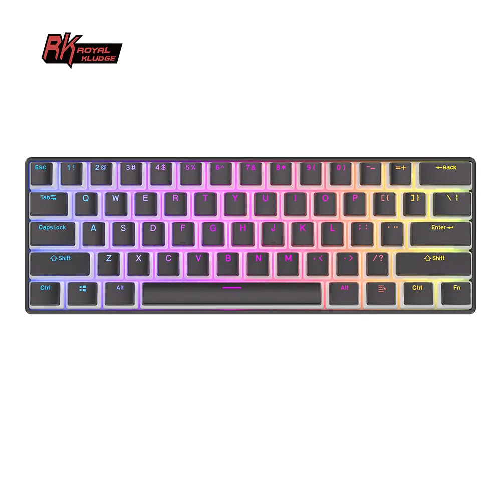 2023 Hot Sale 61 keys usb wired mac mechanical keyboard custom Pudding keycap rgb transparent cover gaming keyboard