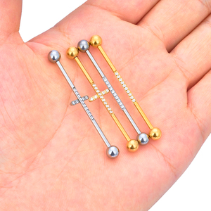 Joyería de <span class=keywords><strong>Piercing</strong></span> Corporal de Moda, Barra de Labret Triangular Desmontable de Titanio G23 ASTM F136, 14G, con Zirconia, para Oreja - Product Image 6