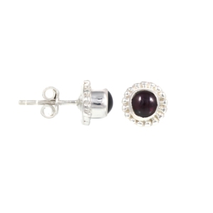 Bohemian 925 Silver Natural <b>Garnet</b> Stud <b>Earrings</b> Flower Shape Bezel Setting Women's Everyday Wear Jewelry - Product Image 2