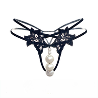 Sous-vêtements sexy en perles de grande taille pour femmes, lingerie brodée, string à entrejambe ouvert, taille basse, nœud, string en perles pour adultes