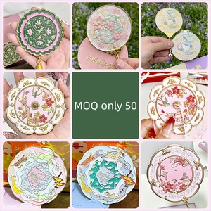 Wedding Gift Small MOQ Custom Embossed Soft Enamel Logo Metal Framed Mirror