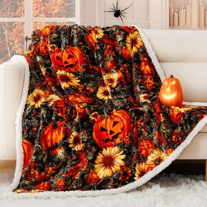 Couverture en flanelle Halloween Citrouille Fantôme Crâne, Plaid, Couverture de sieste, Décoration de fête, Cadeau d'horreur, Douillette, Chaude, Ultra douce - Product Image 4