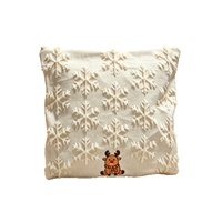 Housse de coussin de Noël personnalisée en chenille blanche, broderie 3D flocon de neige, motif Père Noël, renne, cloche, décoration, vente en gros