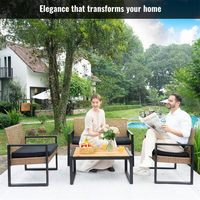 Ensemble de salon de jardin modulable en rotin pour l'extérieur avec table basse – Vente en gros