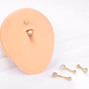 G23 anelli per ombelico in titanio Anelli per ombelico con bilanciere di cristallo gioielli per <span class=keywords><strong>Piercing</strong></span> alla <span class=keywords><strong>pancia</strong></span> per donne Sexy <span class=keywords><strong>Piercing</strong></span> all'ombelico 14G - Product Image 2